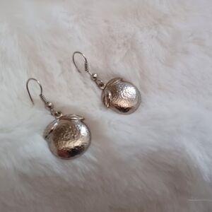 Hammered Silver Tangerine Shaped Earrings
